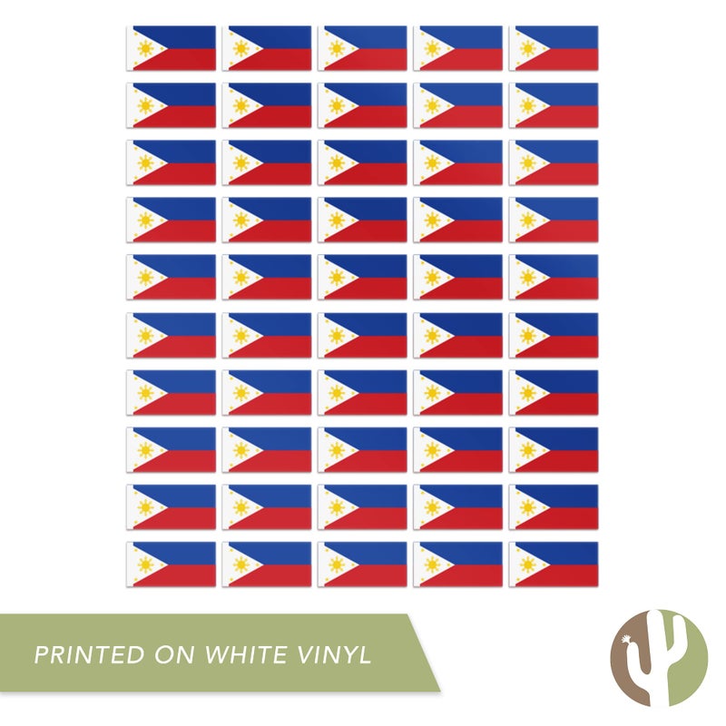Desert Cactus Philippines Country Flag Sticker Decal 1 Inch Rectangle Sheets 50 Total Pieces Kids Logo Scrapbook Car Vinyl Window Bumper Laptop R - Image 4